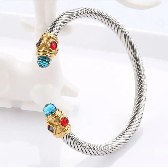 Anthropologie Barocco Stainless Steel Waterproof Cuff Bangle Bracelet - Picture 1 of 13